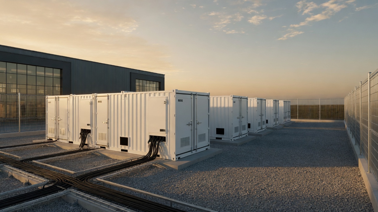 A large commercial building with rooftop solar panels