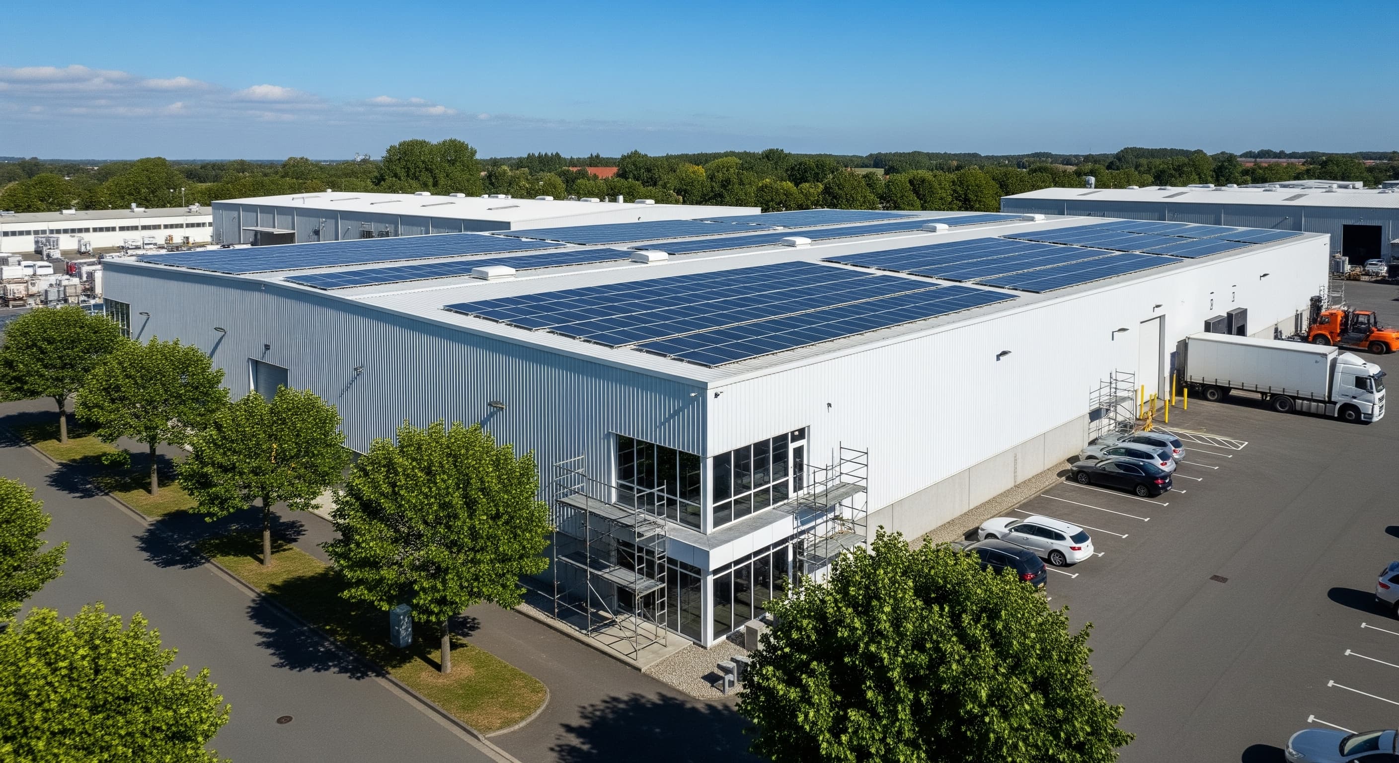 Large scale commercial rooftop solar panel installation