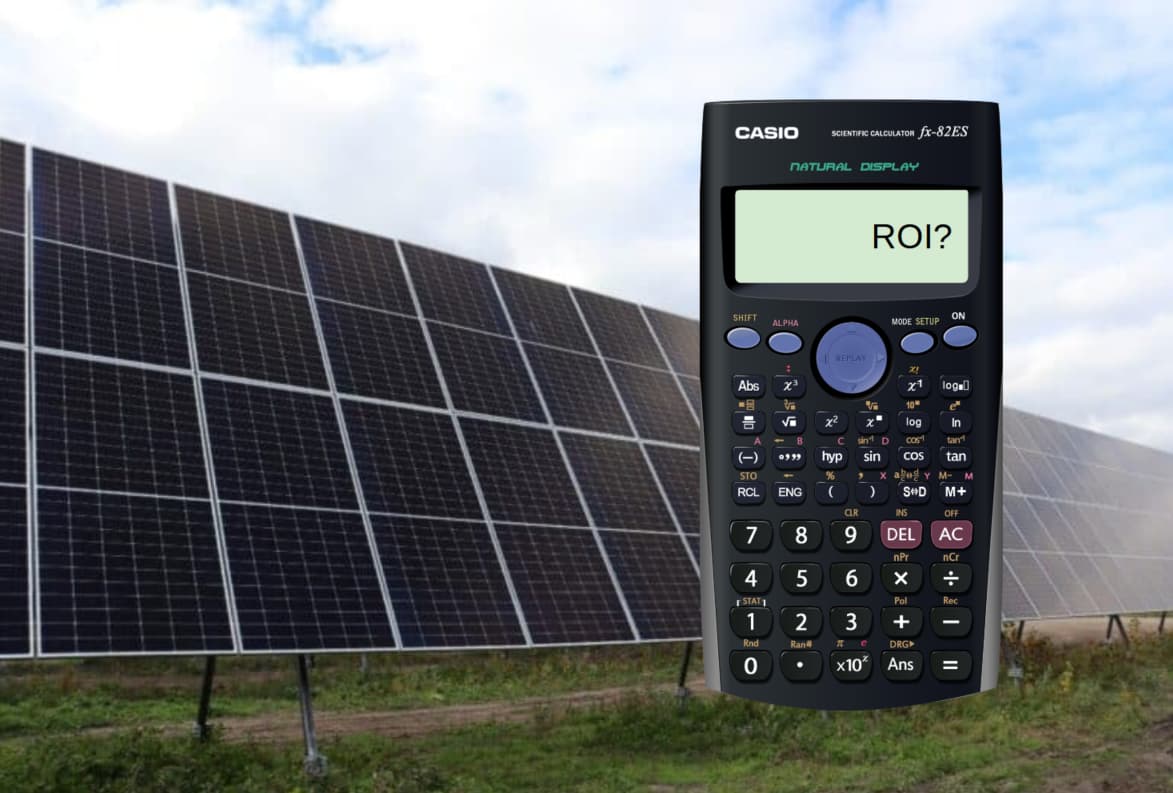 Solar panels and a calculator